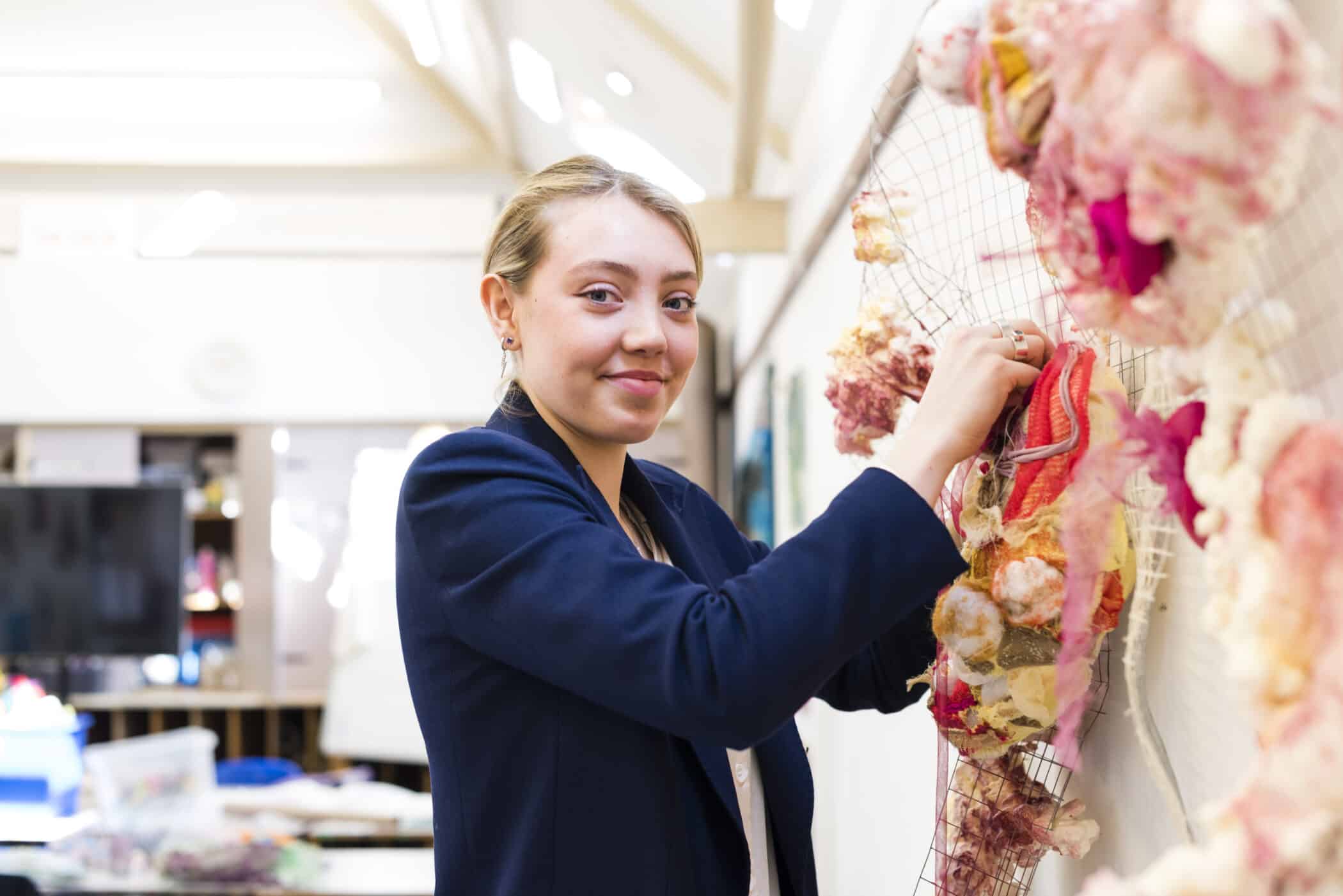Pupil sewing in A-level textiles