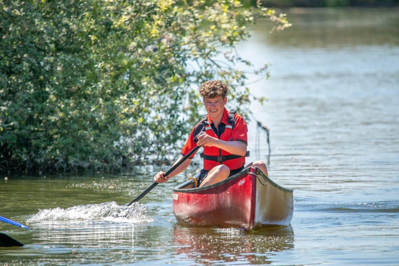 Pupil canoeing on Duke of Edinburgh trip