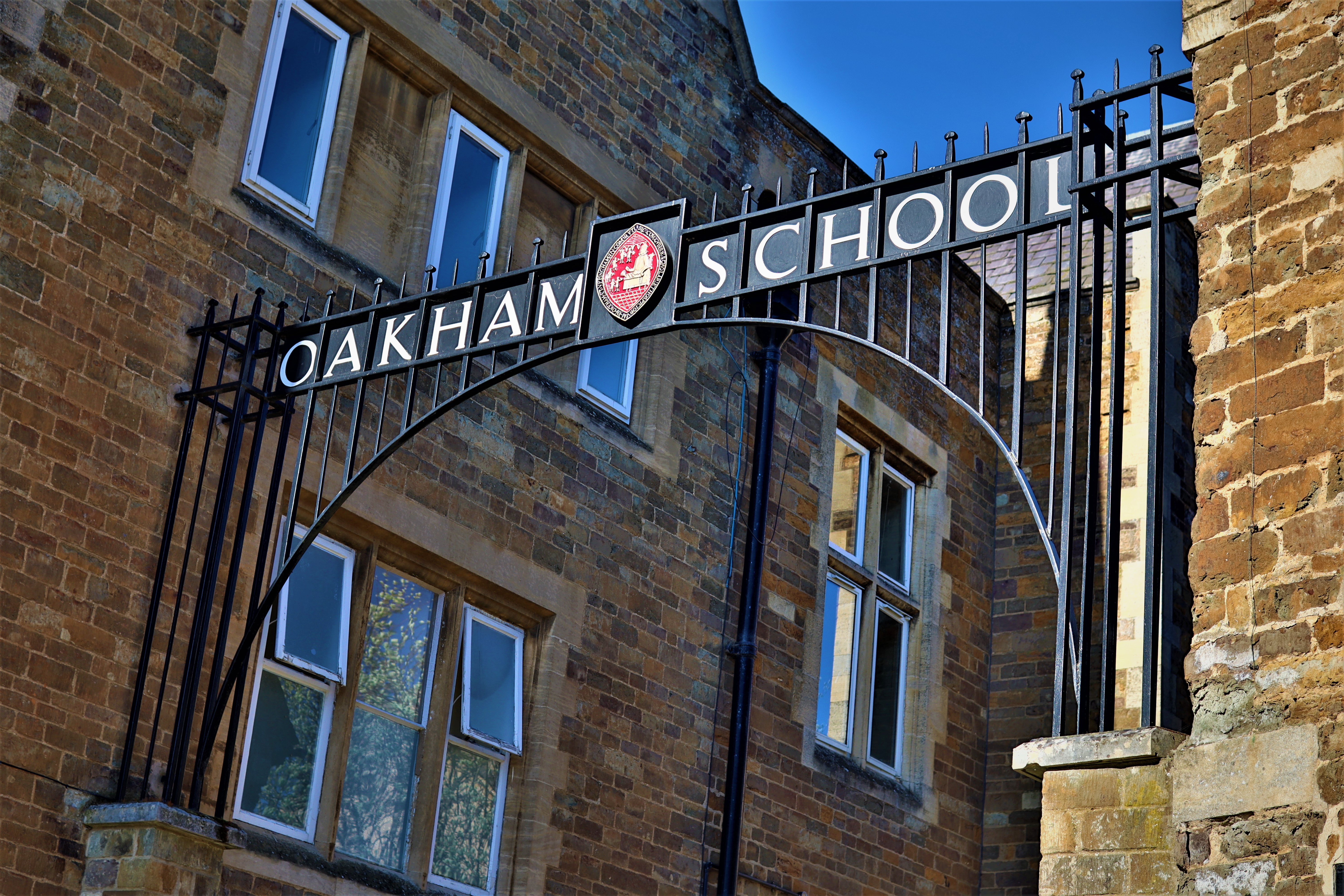 Oakham School campus photo of archway school gate