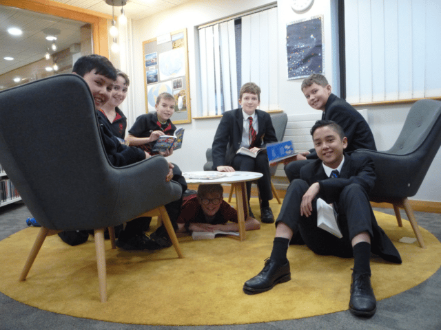 Lower School pupils in the library