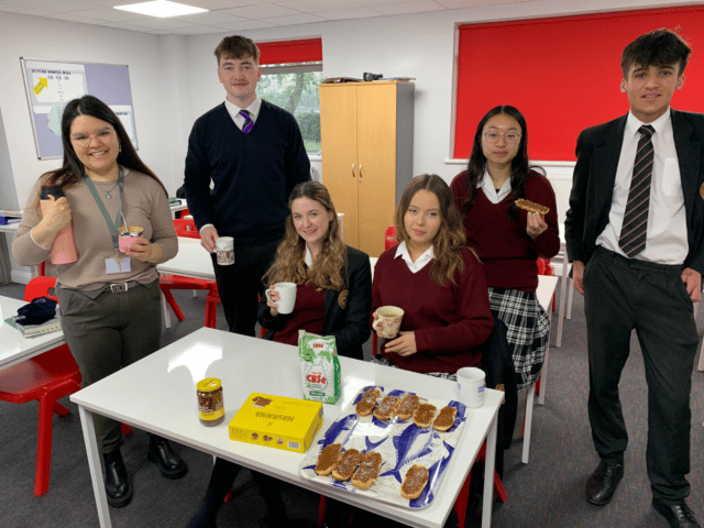 Pupils tasting Argentinian food