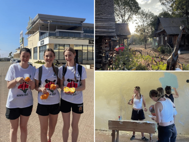 Pupils during their trip to Kenya, painting classrooms