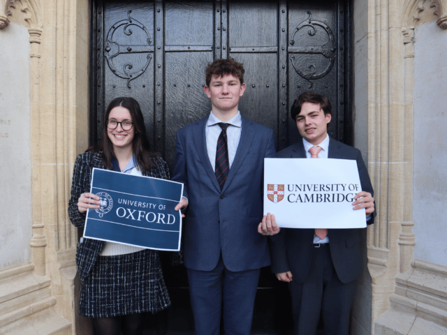 Three pupils who have been accepted into Oxbridge universities