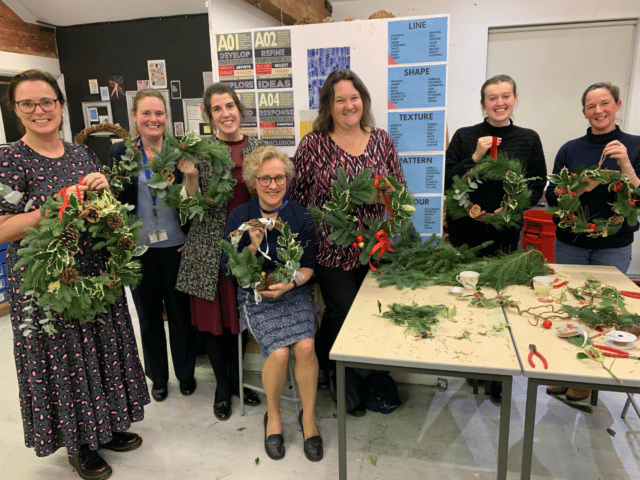 Wreath making staff workshop for Art blog