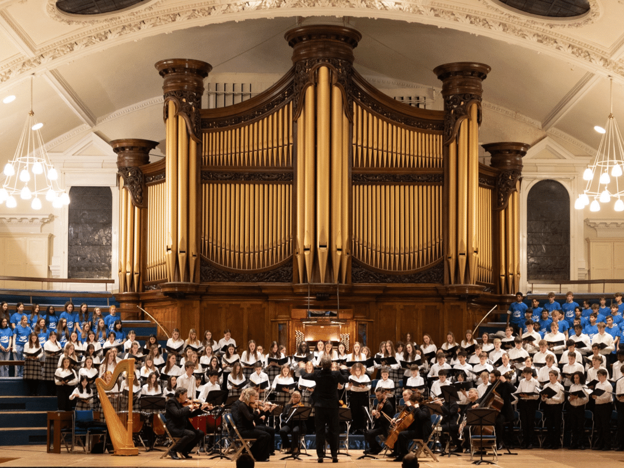 School concert (choir, orchestra and organ) in Nottingham's Albert Hall