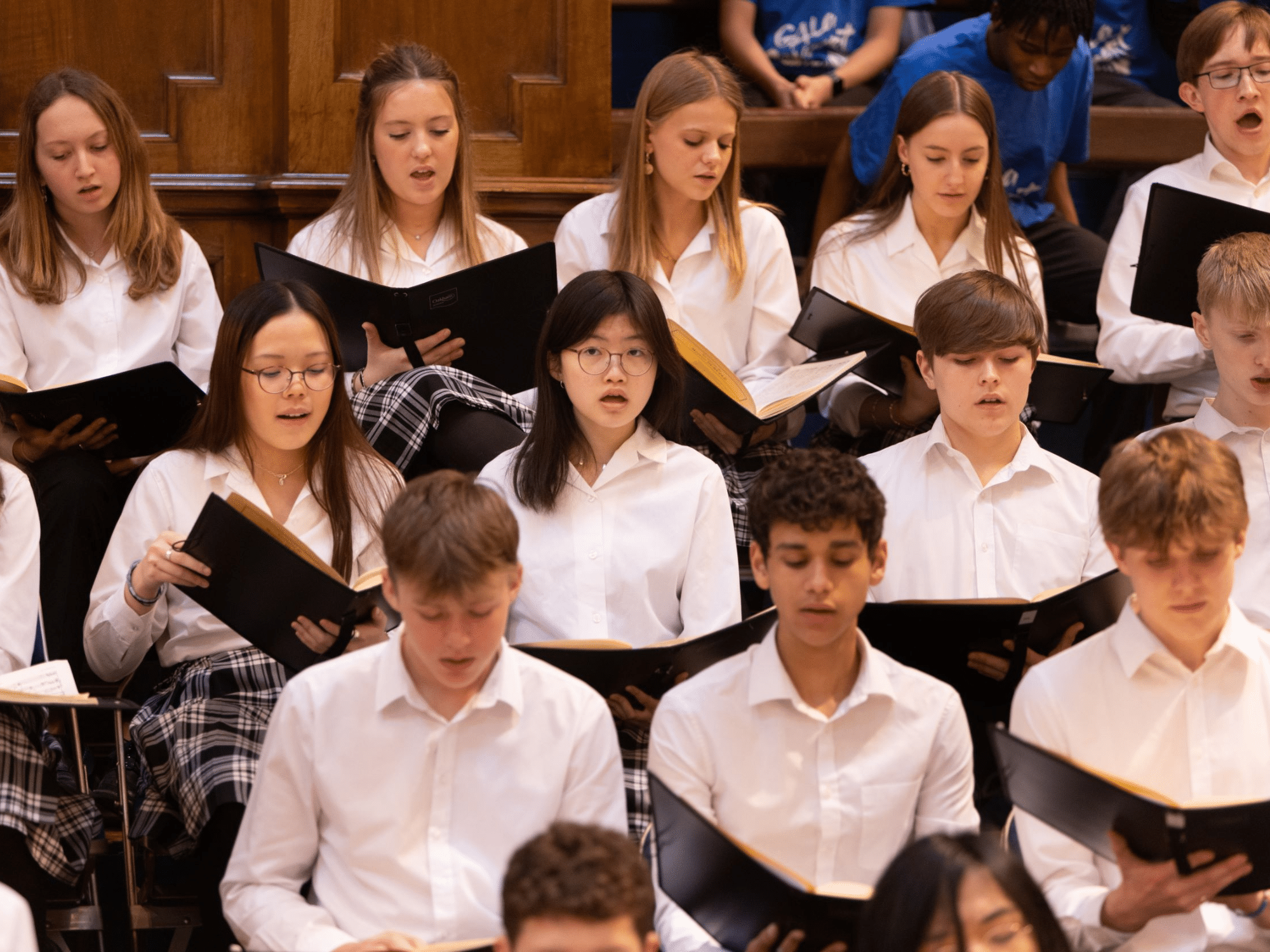 Students singing in choir