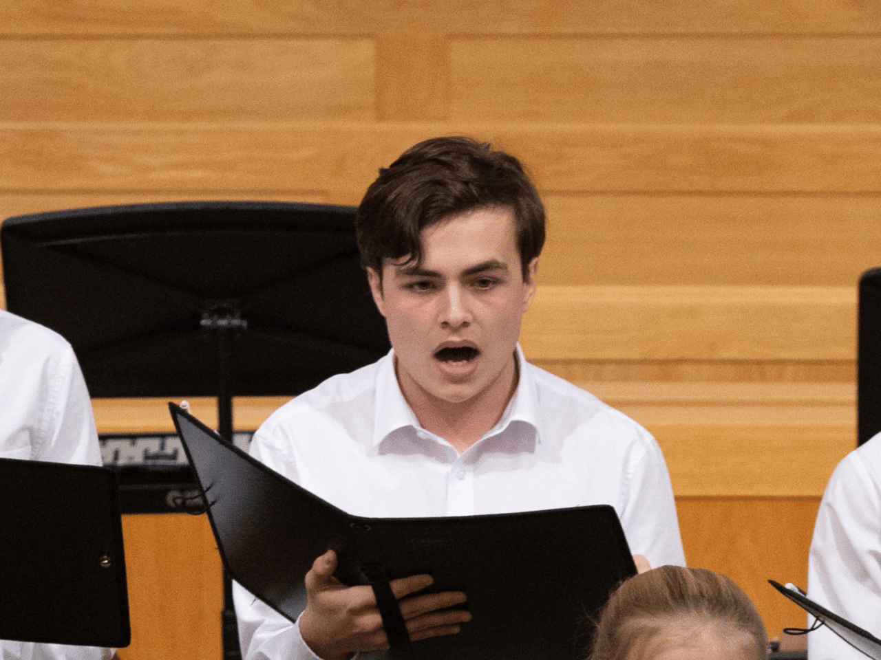 Student sings in choir
