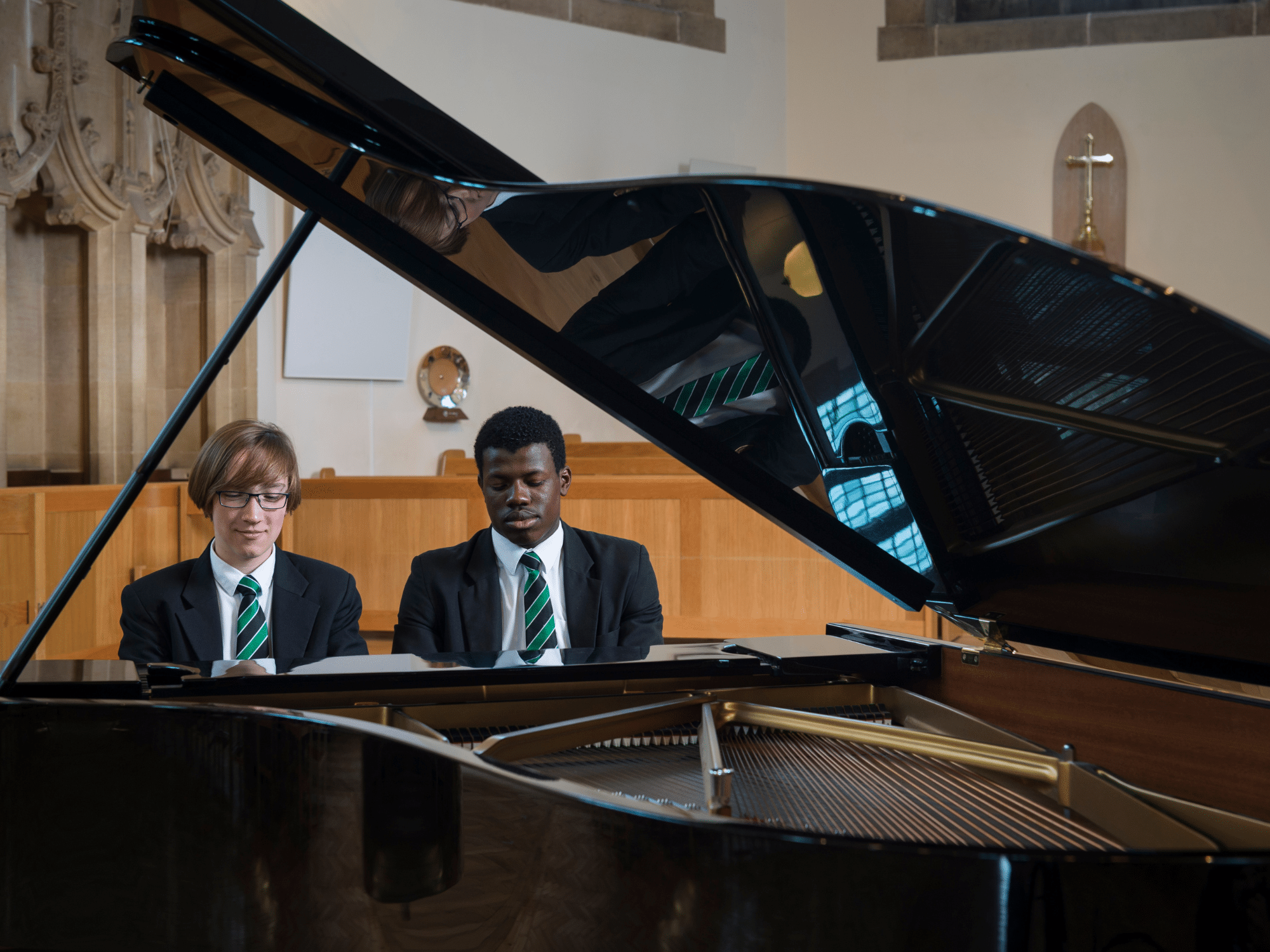 Pupils playing the piano