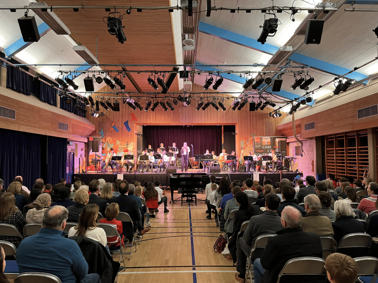 School Big Band perform on stage in school