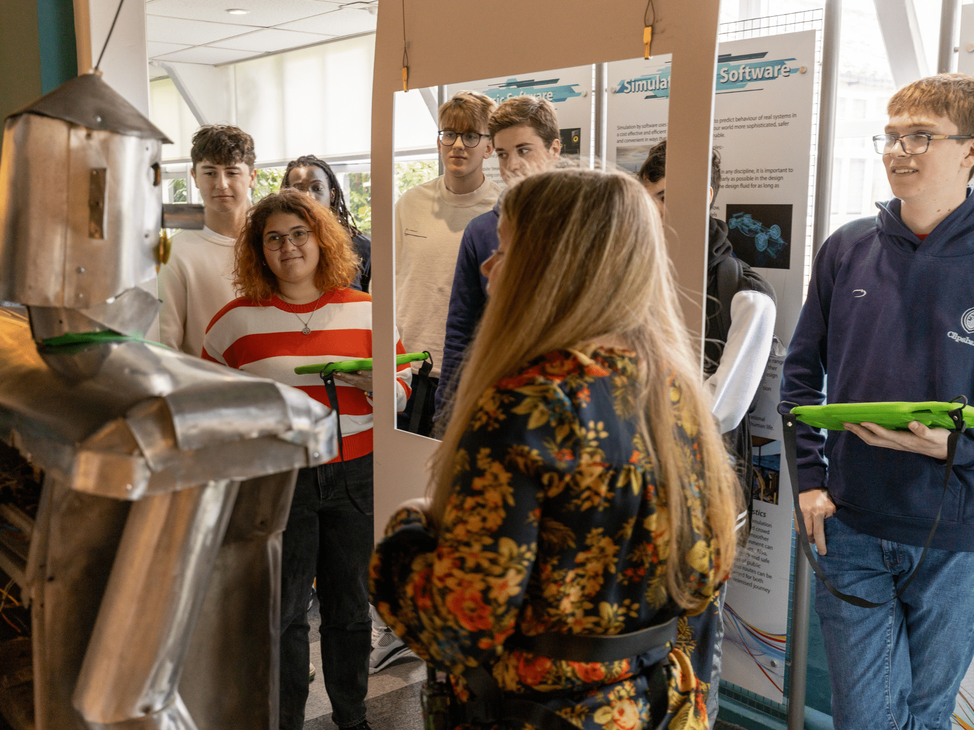 Pupils being shown a robot