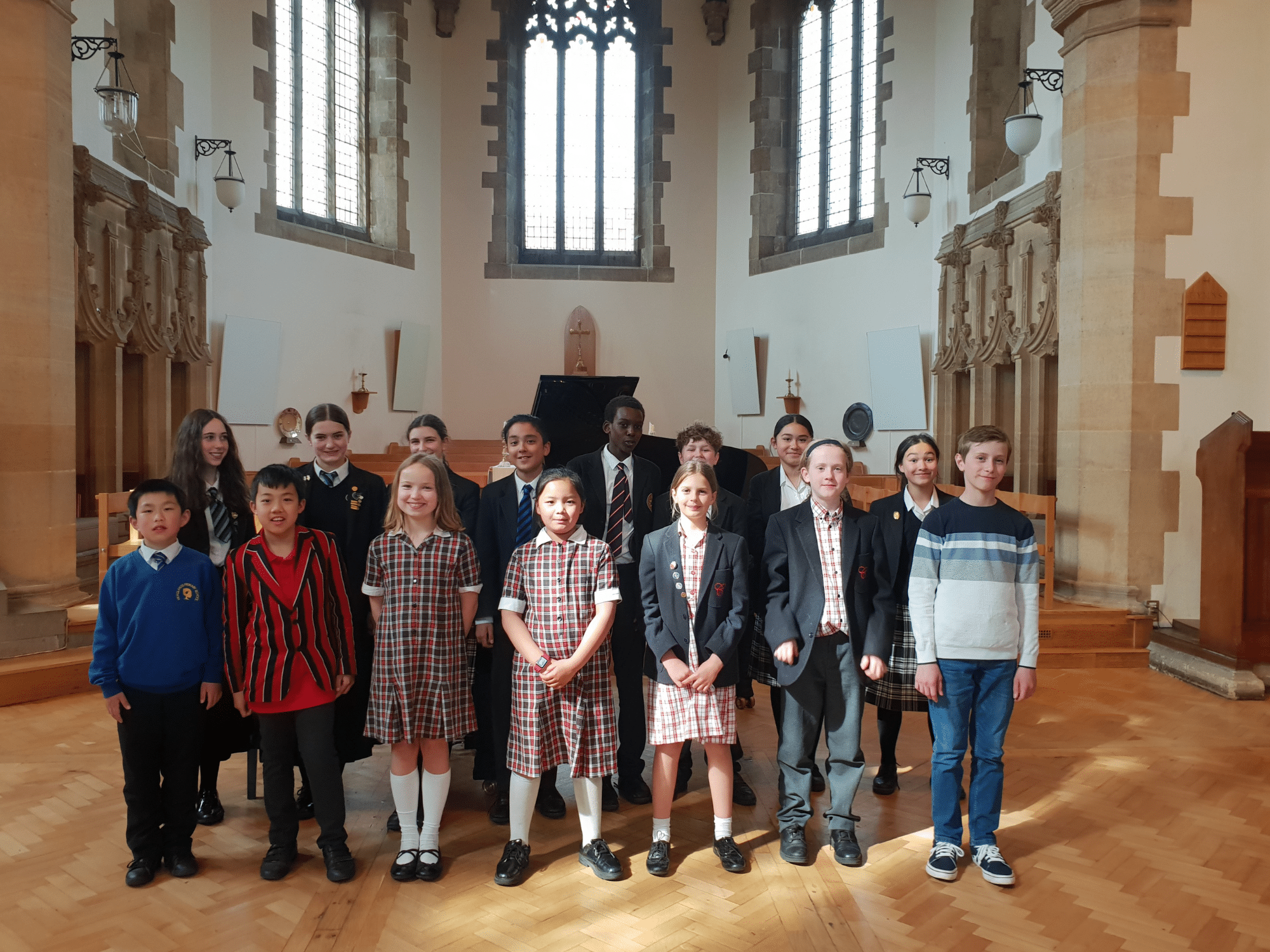 Group in front of piano for Piano Day