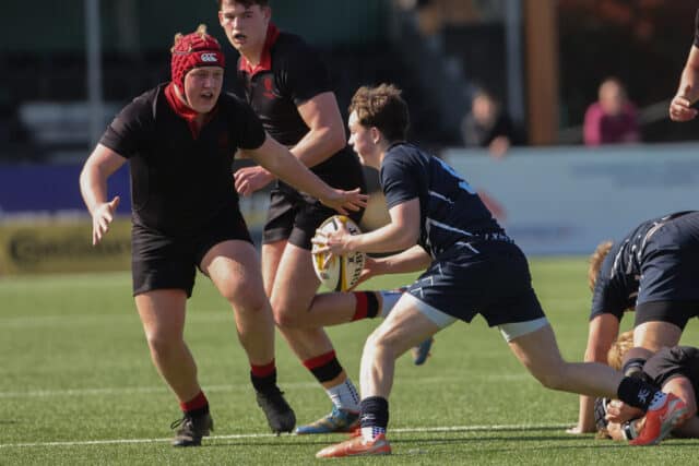 Oakham School 1st XV rugby players in their National Plate Final against Taunton School