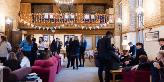 Oakham School sixth form students socialising in house